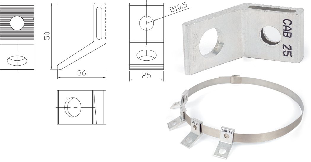 ALUMINUM BRACKET CAB 25