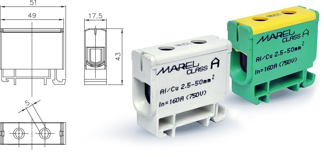 MAREL UNIVERSAL TERMINAL CLASS A 1-POLE 2,5-50mm²