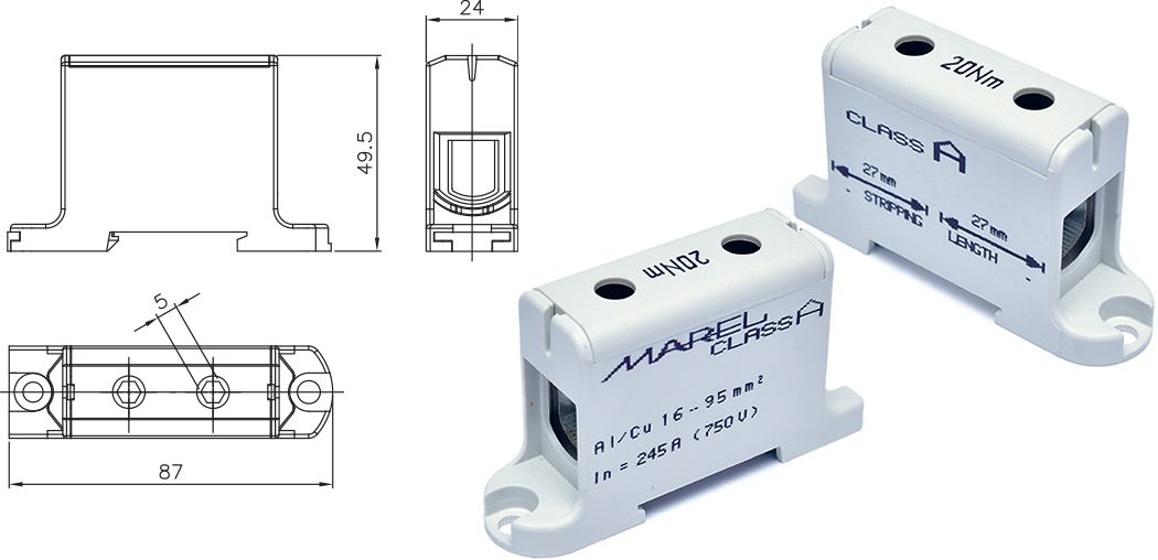 MAREL UNIVERSAL TERMINAL CLASS A 1-POLE 16-95mm²