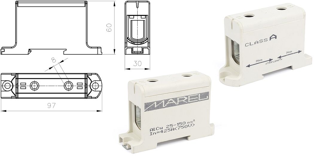 MAREL UNIVERSAL TERMINAL CLASS A 1-POLE 25-150mm²