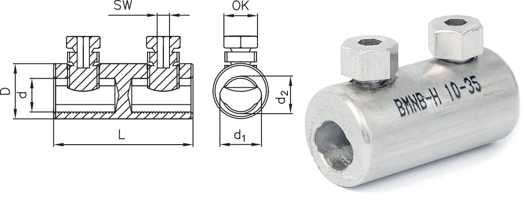 UNIVERZALNE ČAURE SA MOMENT ZAVRTNJIMA BMNB-H SA BARIJEROM ZA NAPONSKI NIVO OD 0,6 kV DO 1 kV