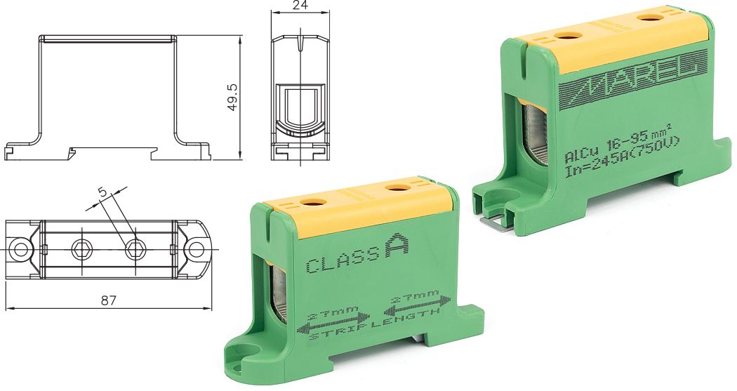 MAREL UNIVERSAL TERMINAL CLASS A 1-POLE 16-95mm²
